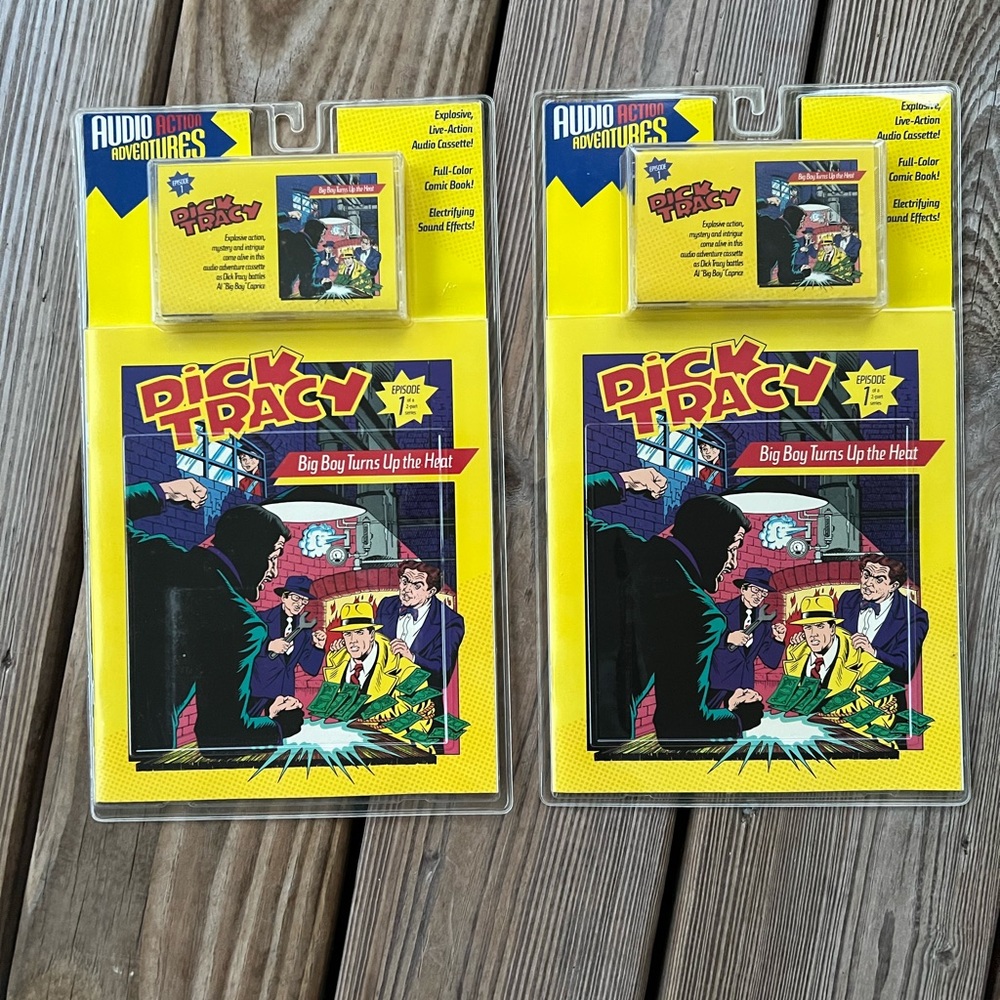 Set 2 New NOS Vintage Dick Tracy Audio Action Adventures Cassette & Books Pair